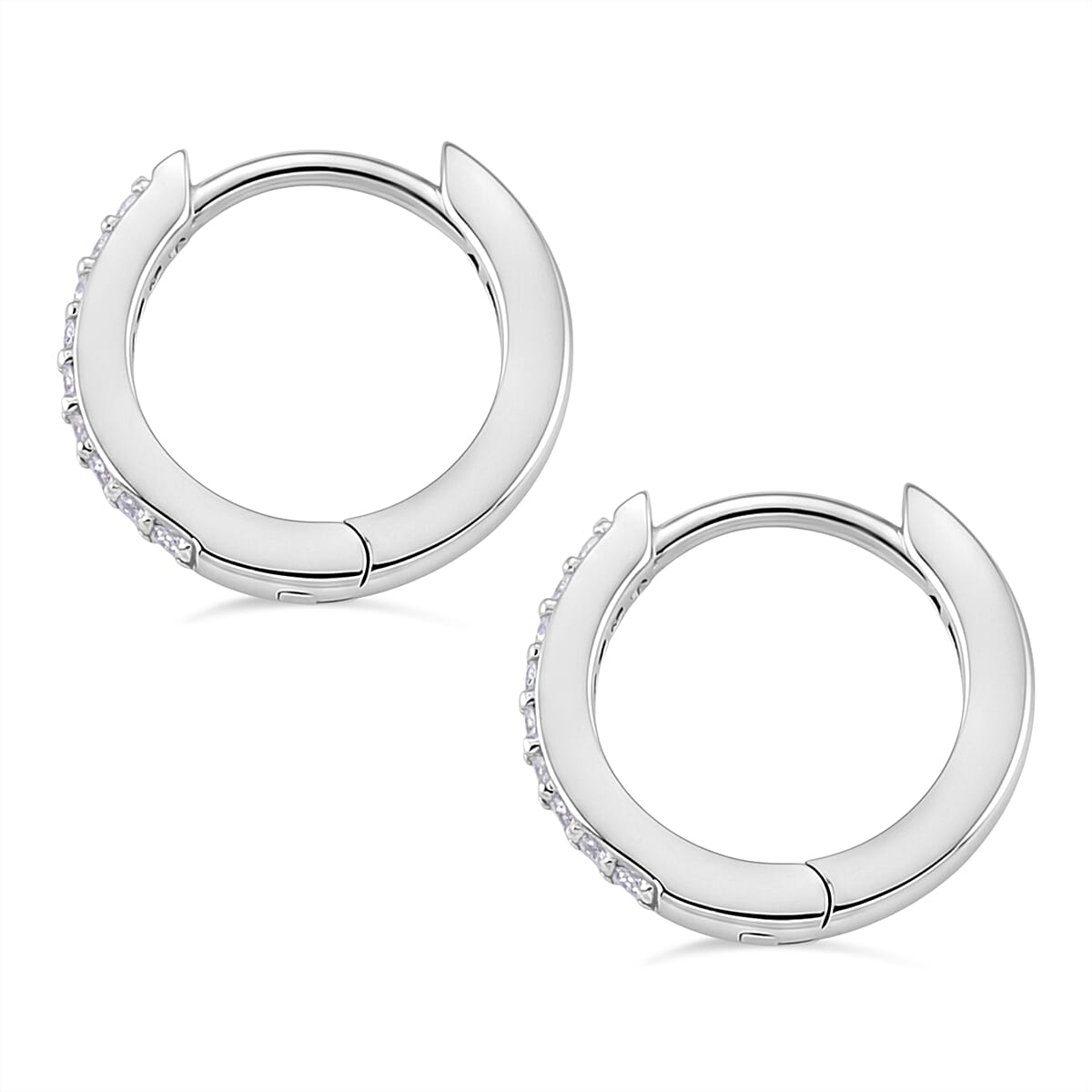 D'Joy Moissanite Hoop Earrings in Rhodium Overlay Sterling Silver 8439683 4