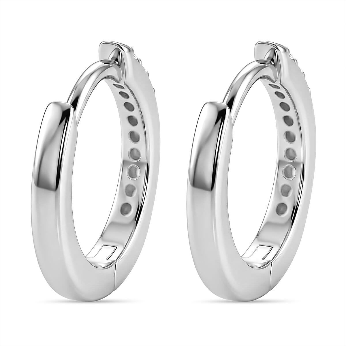 D'Joy Moissanite Hoop Earrings in Rhodium Overlay Sterling Silver 8439683 5