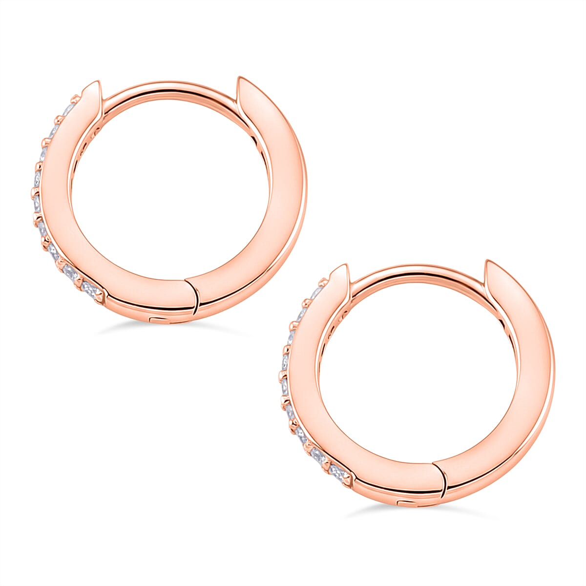 D'Joy Moissanite Hoop Earrings in Rose Gold Plated Sterling Silver V32534491 4