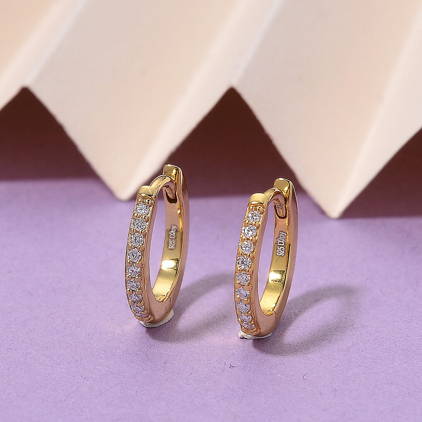 D'Joy Moissanite Hoop Earrings in Yellow Gold Plated Sterling Silver 8439700 3