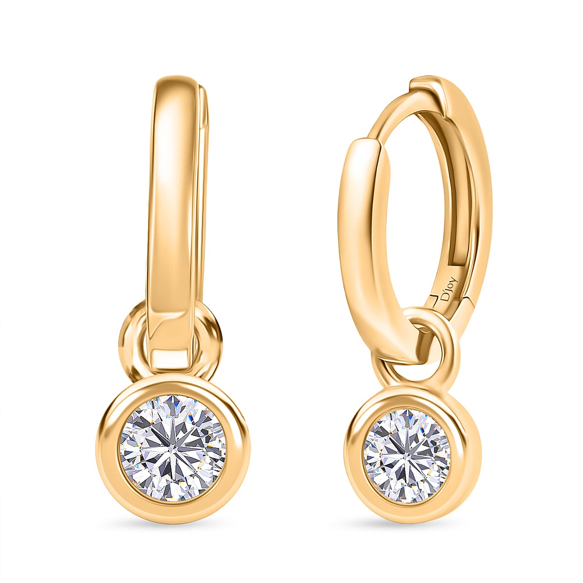 D'Joy Moissanite Solitaire Hoop Earring in 18K Vermeil Yellow Gold Over Sterling Silver 0.85 Ct. 8250618 0