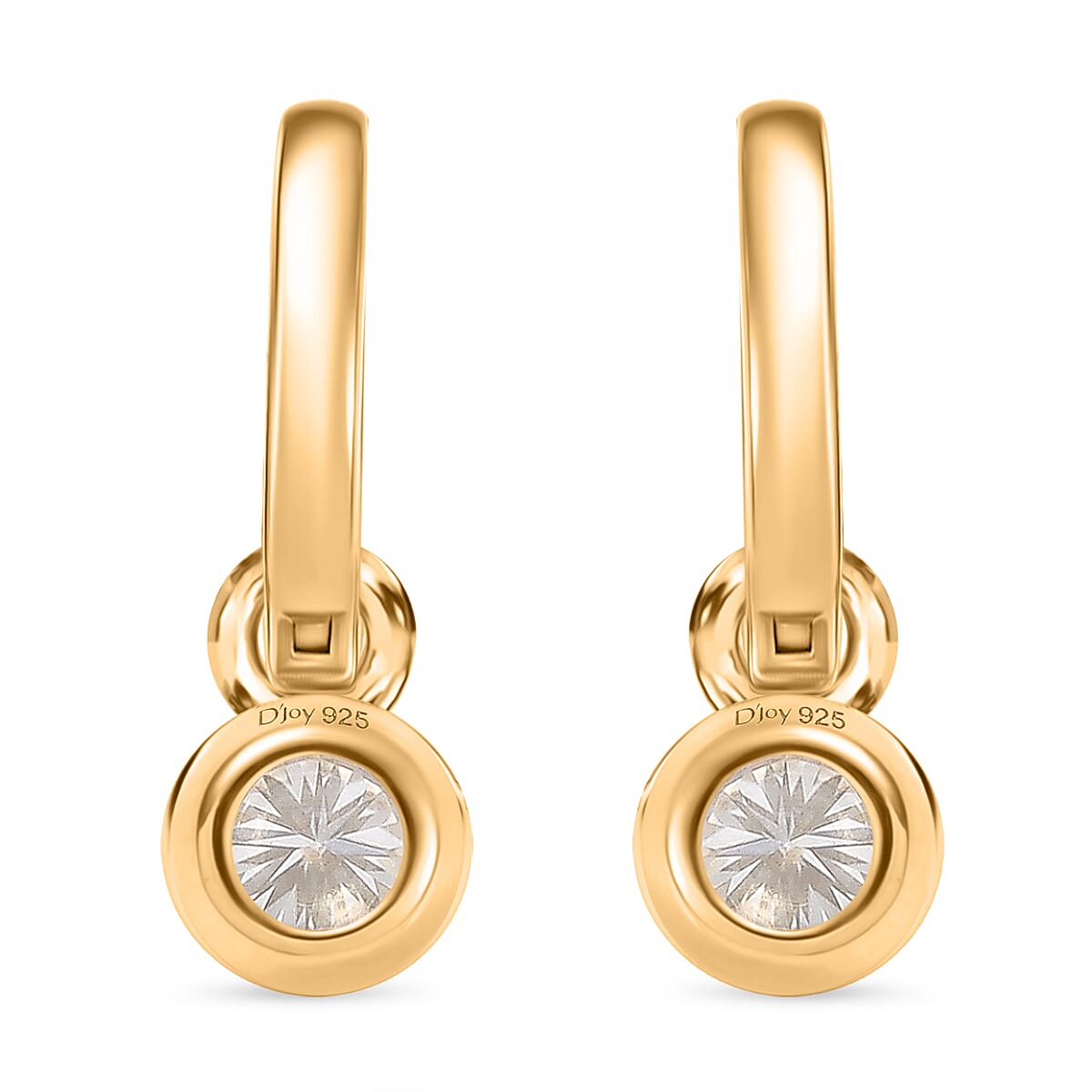 D'Joy Moissanite Solitaire Hoop Earring in 18K Vermeil Yellow Gold Over Sterling Silver 0.85 Ct. 8250618 5