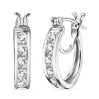 D'Joy Moissanite Hoop Earring with Clasp in Platinum Overlay Sterling Silver 1.29 Ct.
