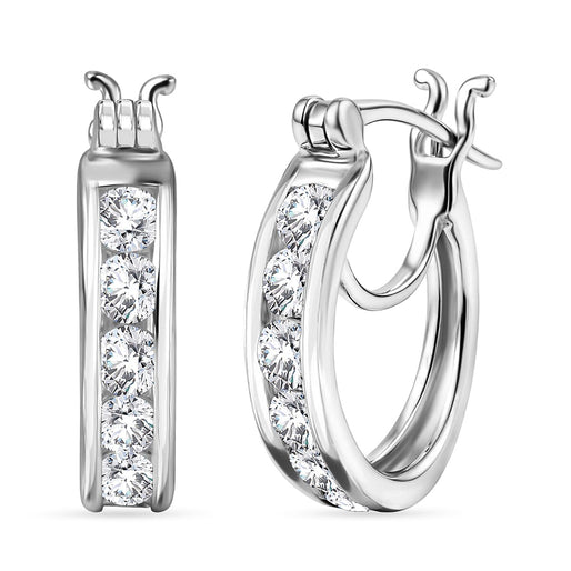 D'Joy Moissanite Hoop Earring with Clasp in Platinum Overlay Sterling Silver 1.29 Ct.