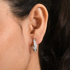 D'Joy Moissanite Hoop Earring with Clasp in Platinum Overlay Sterling Silver 1.29 Ct.