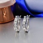D'Joy Moissanite Hoop Earring with Clasp in Platinum Overlay Sterling Silver 1.29 Ct.