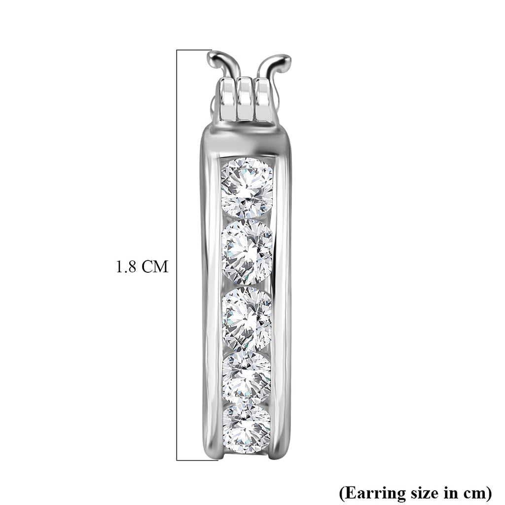 D'Joy Moissanite Hoop Earring with Clasp in Platinum Overlay Sterling Silver 1.29 Ct.