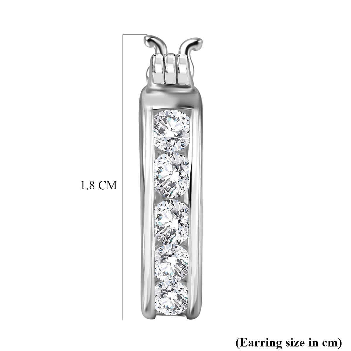 D'Joy Moissanite Hoop Earring with Clasp in Platinum Overlay Sterling Silver 1.29 Ct. V32529577 5