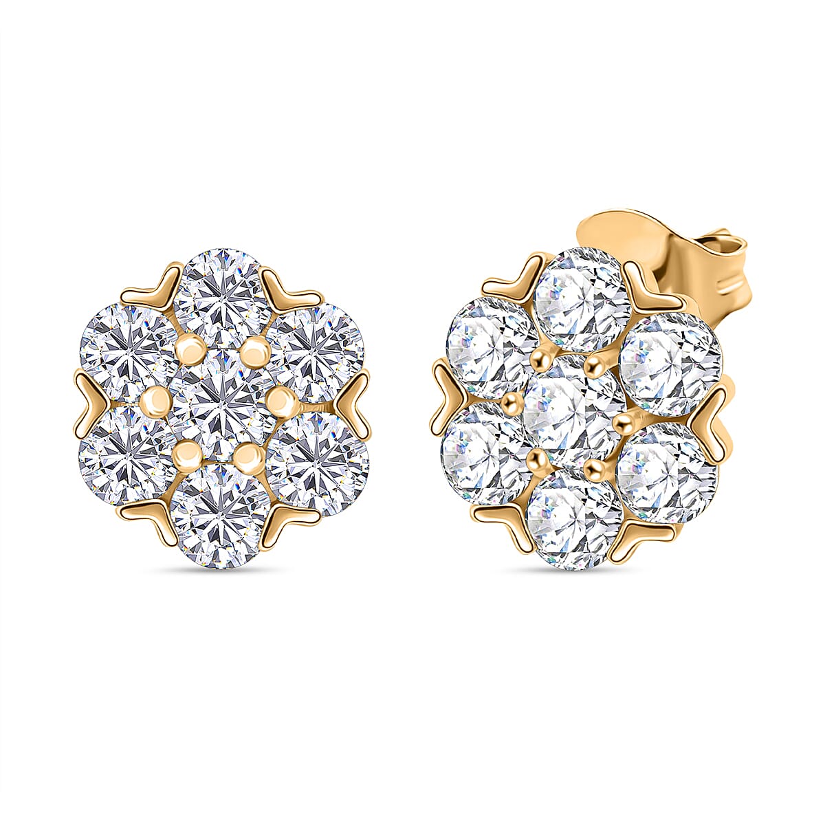 D'Joy Moissanite Stud Earrings in 18K Yellow Gold Plated Sterling Silver 2.37 Ct. 8238579 0