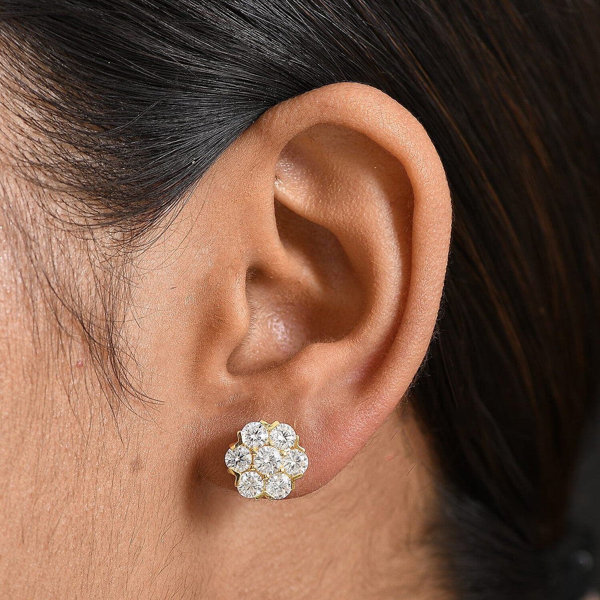 D'Joy Moissanite Stud Earrings in 18K Yellow Gold Plated Sterling Silver 2.37 Ct. 8238579 3
