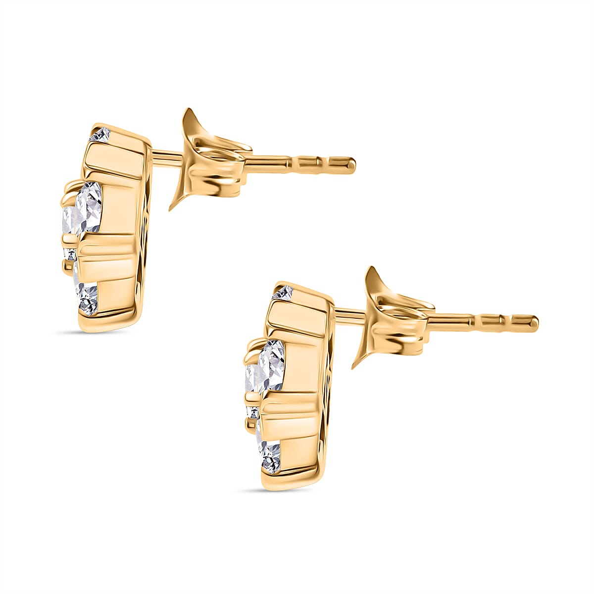 D'Joy Moissanite Stud Earrings in 18K Yellow Gold Plated Sterling Silver 2.37 Ct. 8238579 4