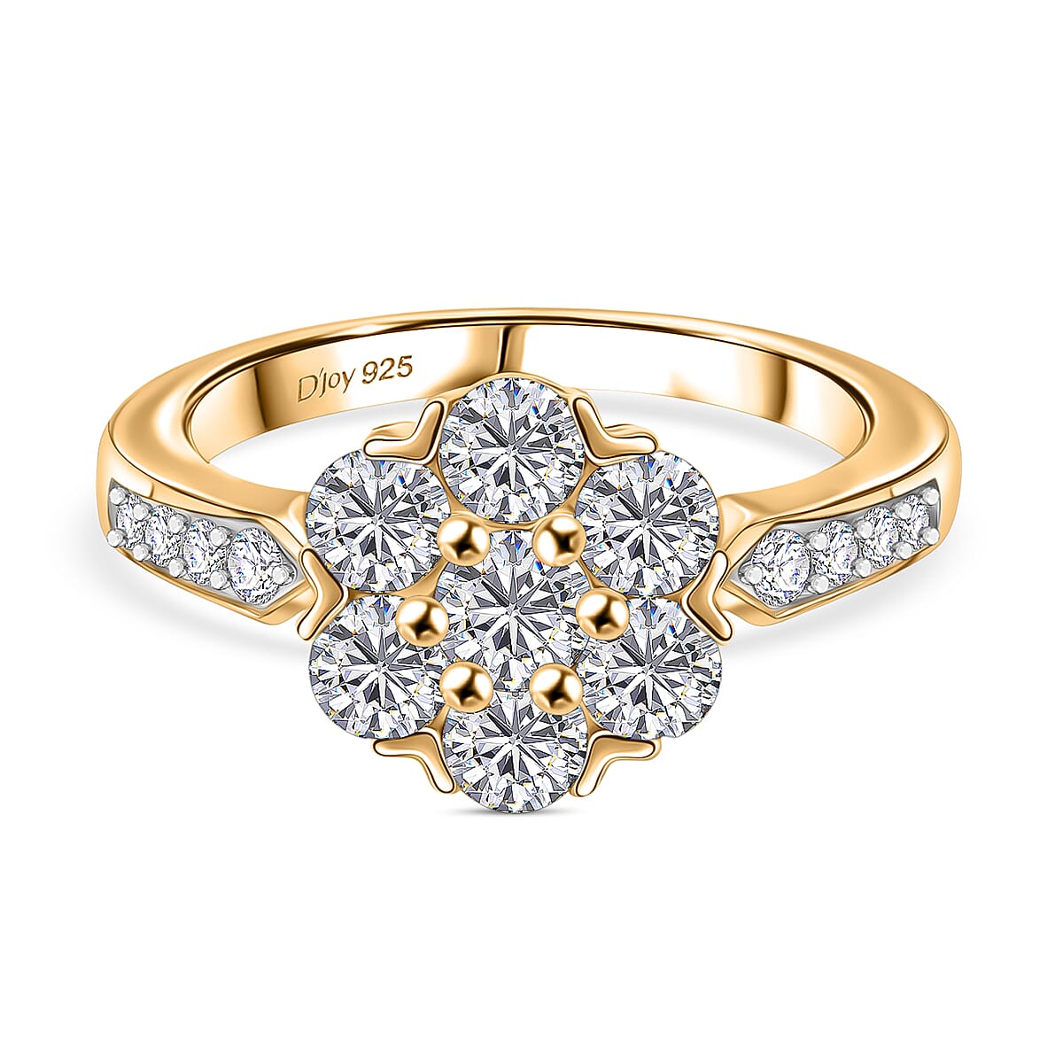 D'Joy Moissanite Pressure Set Ring in Yellow Gold Plated Sterling Silver 1.27 Ct. 8232882 0