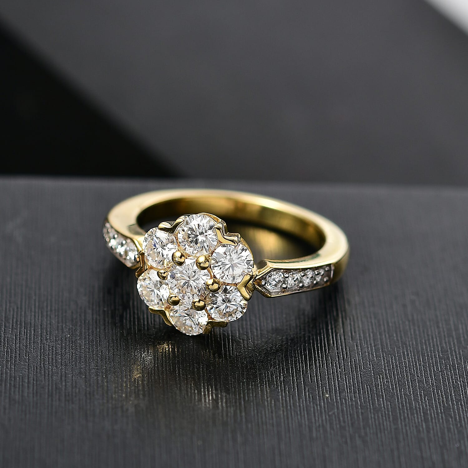 D'Joy Moissanite Pressure Set Ring in Yellow Gold Plated Sterling Silver 1.27 Ct. 8232882 1