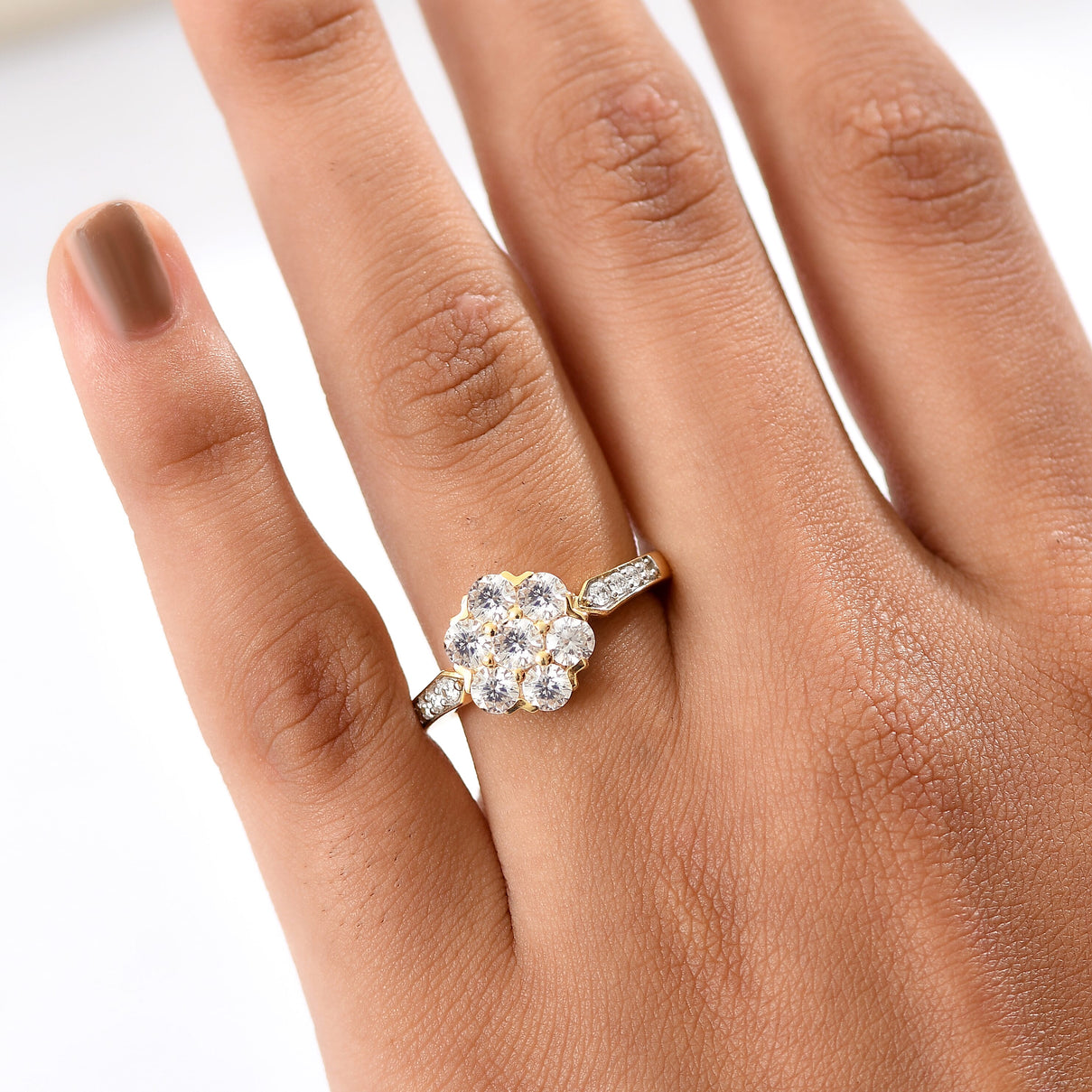 D'Joy Moissanite Pressure Set Ring in Yellow Gold Plated Sterling Silver 1.27 Ct. 8232882 2