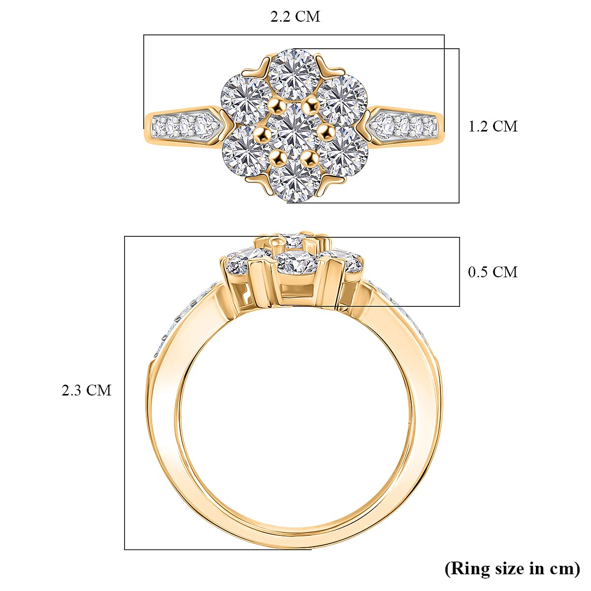 D'Joy Moissanite Pressure Set Ring in Yellow Gold Plated Sterling Silver 1.27 Ct. 8232882 5