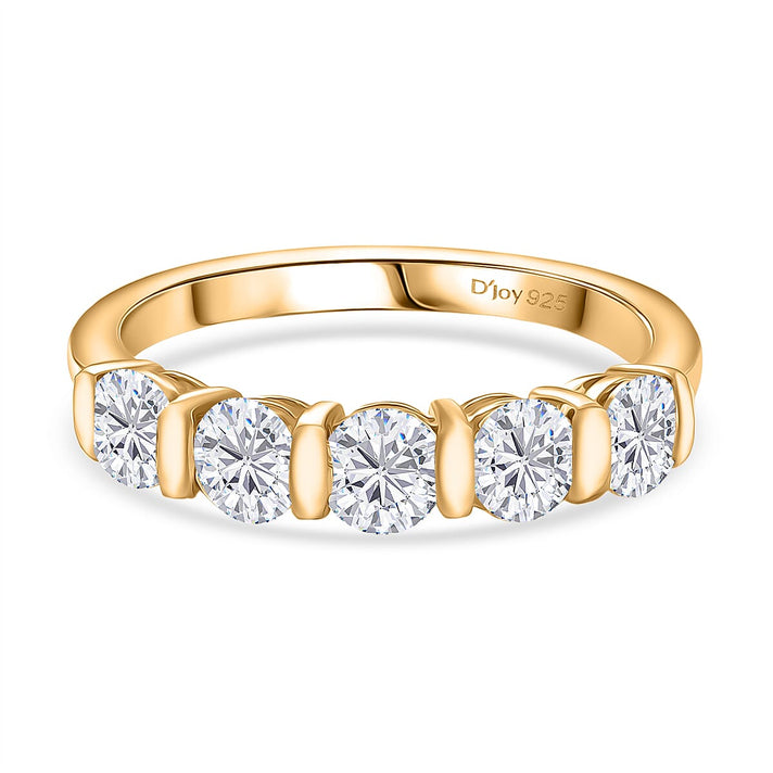 1.2 Ct. Moissanite 5 Stone Ring in 18K Yellow Gold Sterling Silver 8351758 1