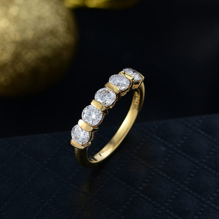 1.2 Ct. Moissanite 5 Stone Ring in 18K Yellow Gold Sterling Silver 8351758 2