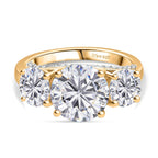 D'Joy Moissanite Main Stone With Side Stone Ring in 18K YG PlatingSterling Silver  4.426  Ct.