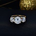 D'Joy Moissanite Main Stone With Side Stone Ring in 18K YG PlatingSterling Silver  4.426  Ct.