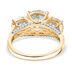 D'Joy Moissanite Main Stone With Side Stone Ring in 18K YG PlatingSterling Silver  4.426  Ct.