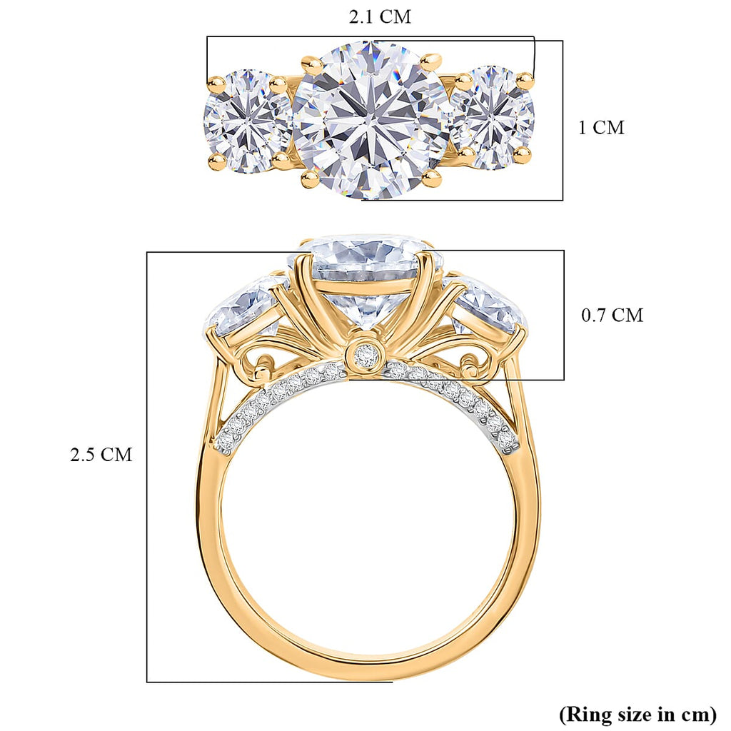 D'Joy Moissanite Main Stone With Side Stone Ring in 18K YG PlatingSterling Silver  4.426  Ct.