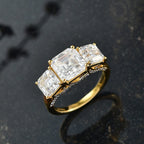 D'Joy Moissanite Trilogy Ring in 18K Vermeil Yellow Gold Plated Sterling Silver 5.30 Ct.