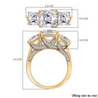 D'Joy Moissanite Trilogy Ring in 18K Vermeil Yellow Gold Plated Sterling Silver 5.30 Ct.