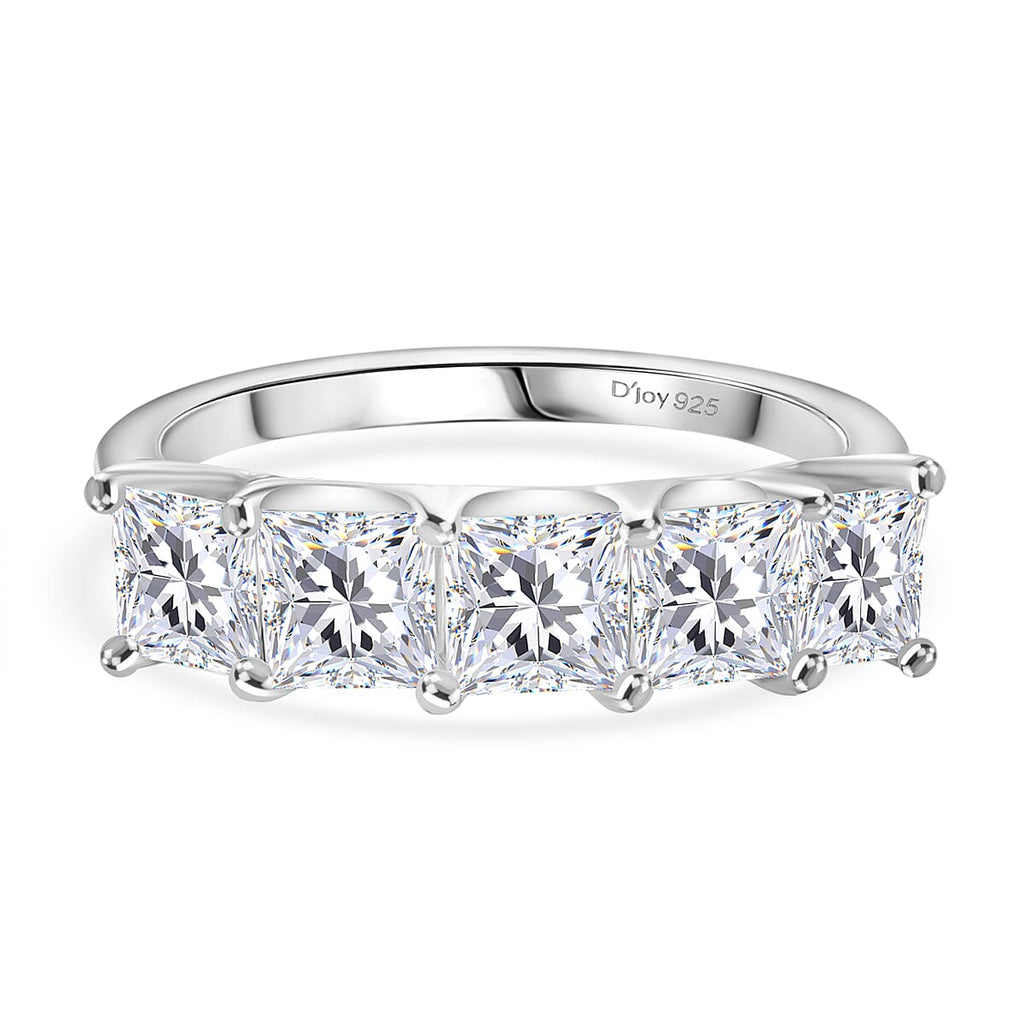 D'Joy Moissanite Ring in Platinum Overlay Sterling Silver 1.79 Ct.