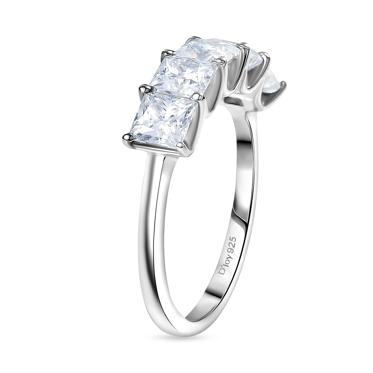 D'Joy Moissanite Ring in Platinum Overlay Sterling Silver 1.79 Ct. 8250635 4