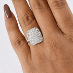 D'Joy Moissanite Firecracker Ring in Rhodium Overlay Sterling Silver