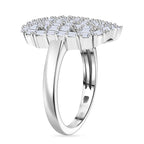 D'Joy Moissanite Firecracker Ring in Rhodium Overlay Sterling Silver