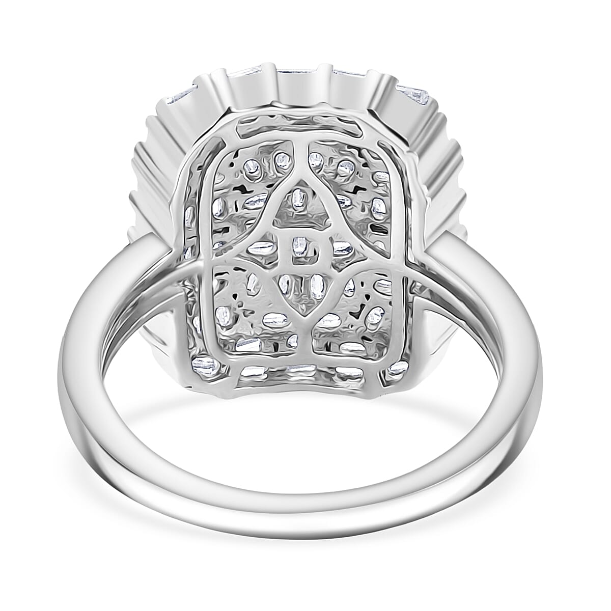 D'Joy Moissanite Firecracker Cluster Ring in Rhodium Overlay Sterling Silver 0.96 Ct. 8238430 5