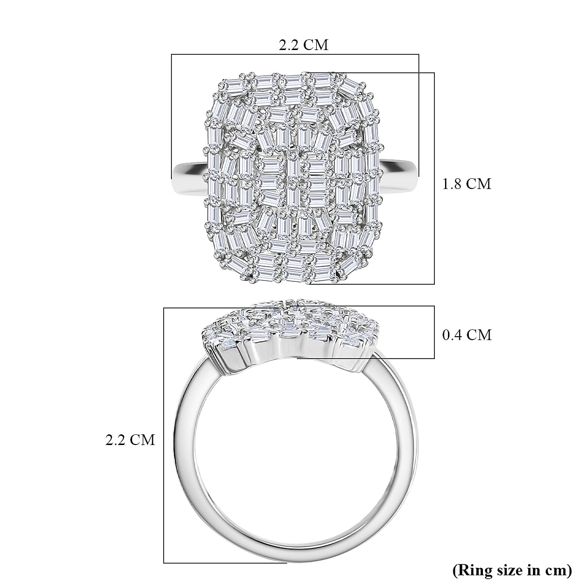D'Joy Moissanite Firecracker Cluster Ring in Rhodium Overlay Sterling Silver 0.96 Ct. 8238430 6