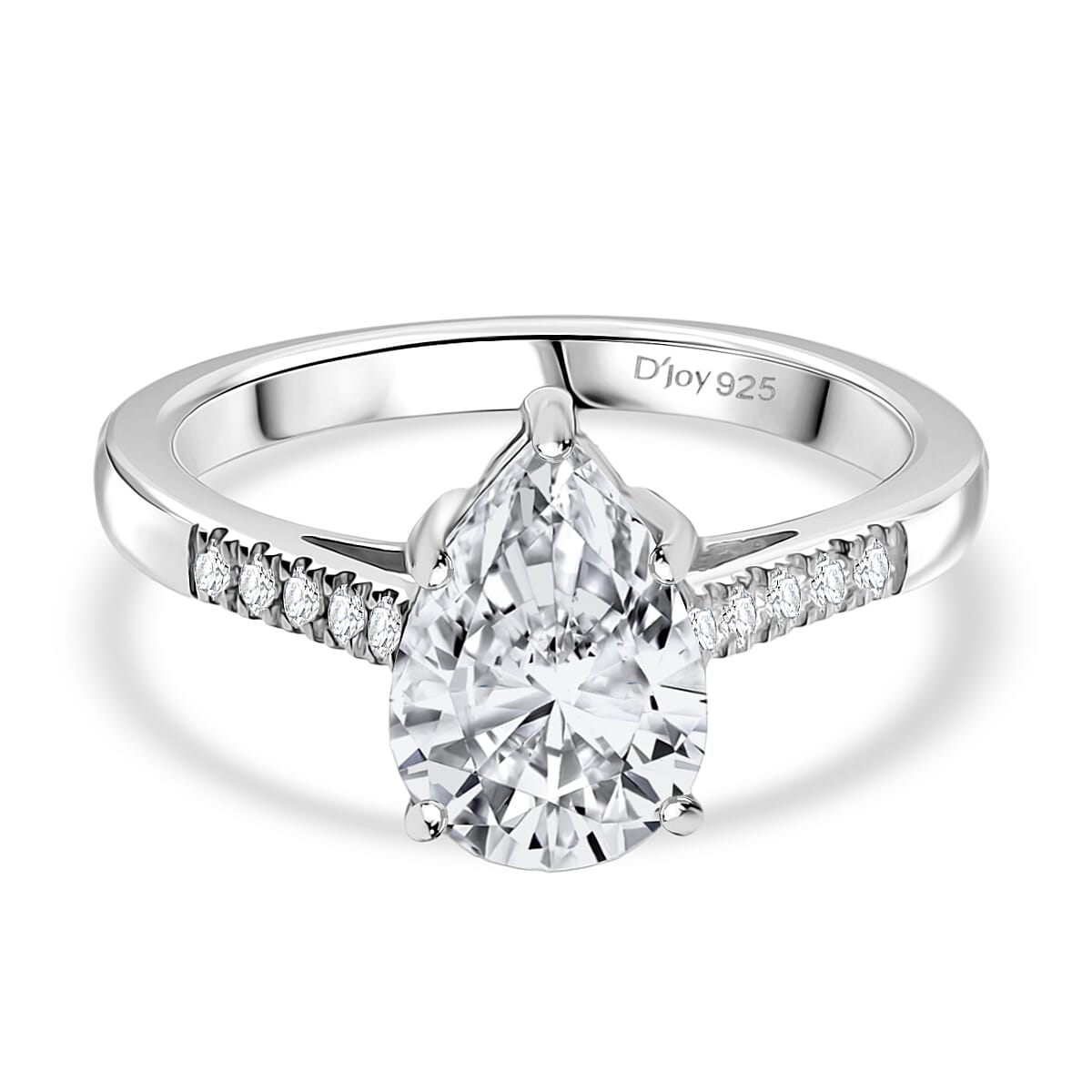 D'joy 1.9 Ct. Moissanite Solitaire Ring in Rhodium Sterling Silver 8253680 0