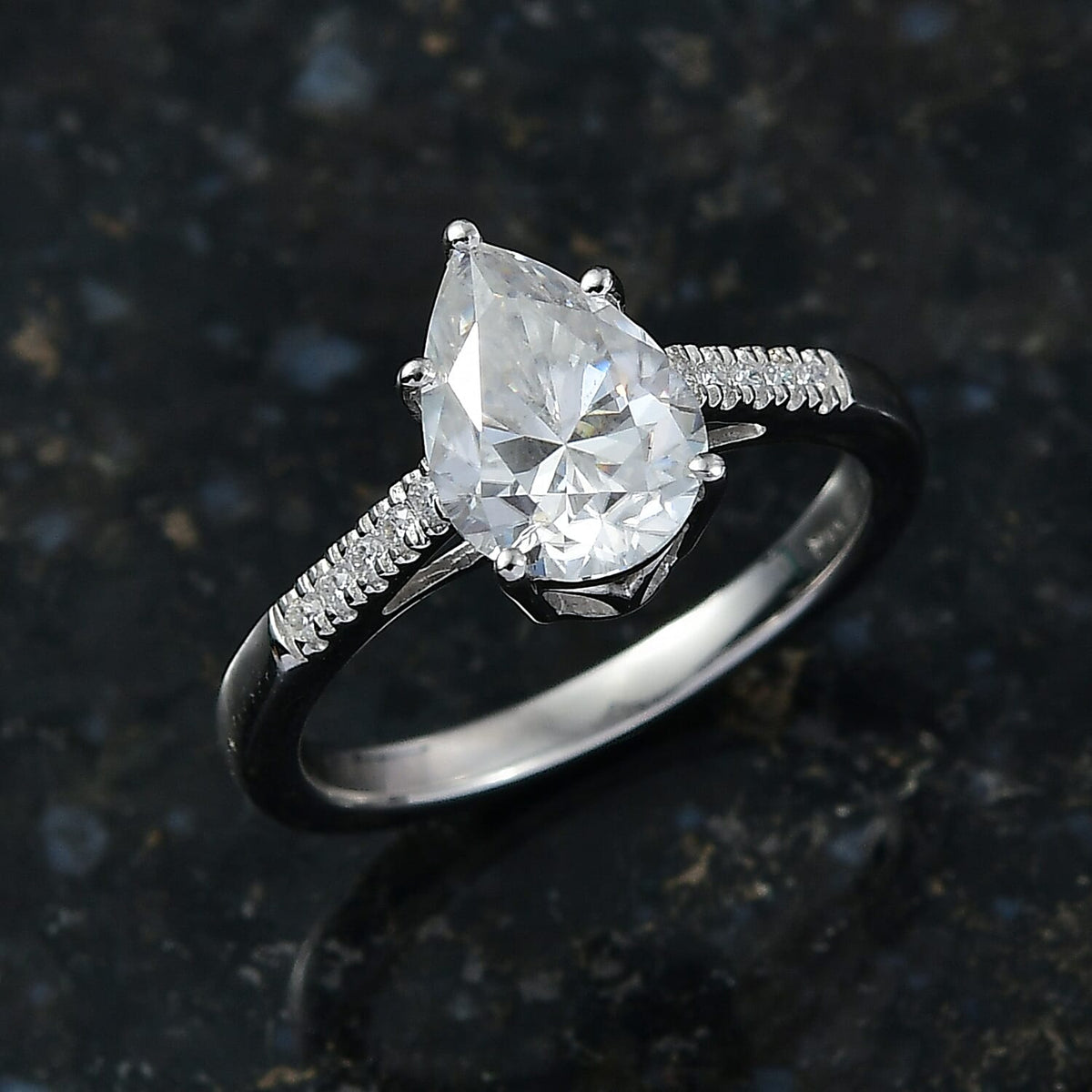 D'joy 1.9 Ct. Moissanite Solitaire Ring in Rhodium Sterling Silver 8253680 2