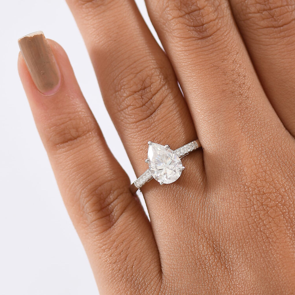 D'Joy Moissanite Ring in Rhodium Overlay Sterling Silver 1.88 Ct.