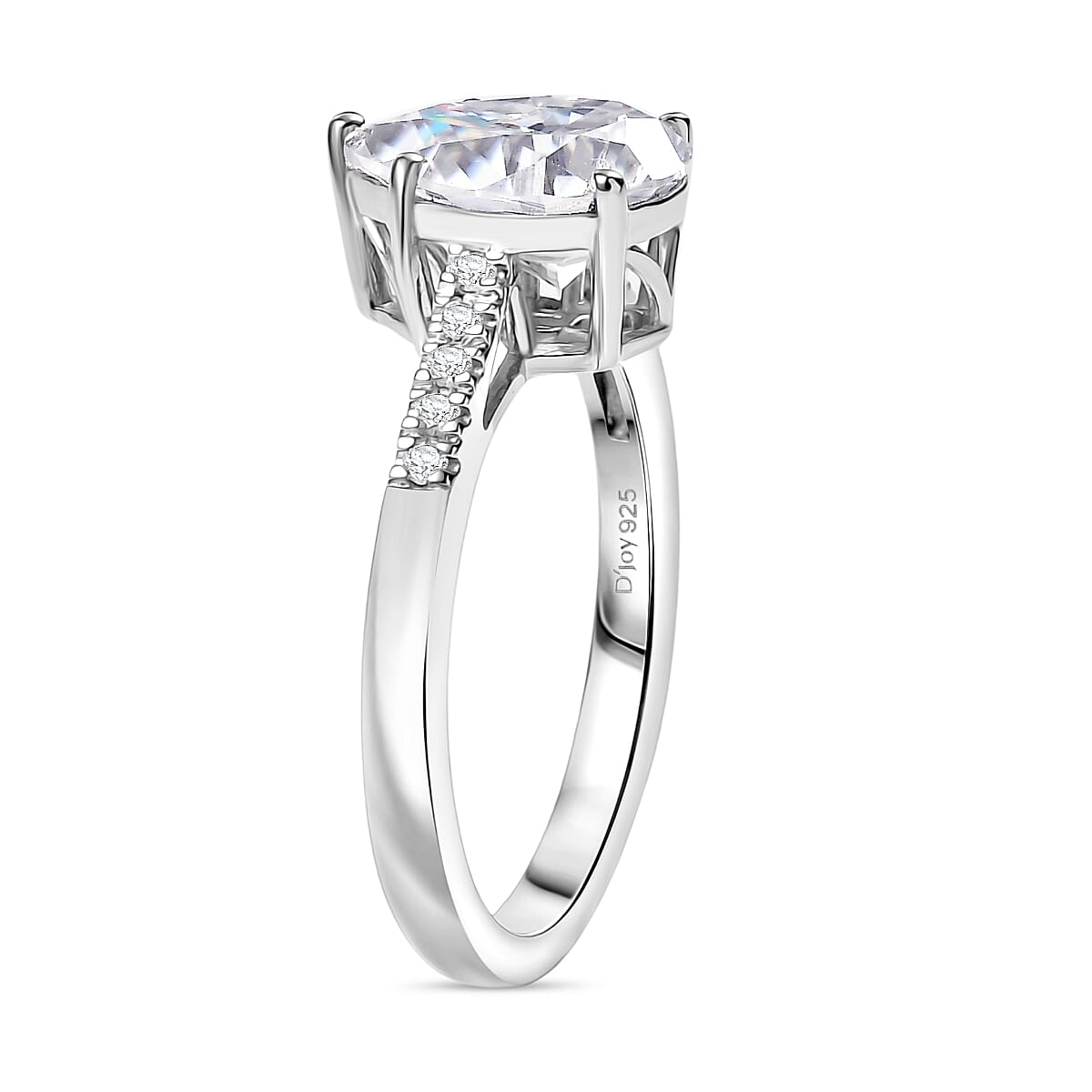 D'joy 1.9 Ct. Moissanite Solitaire Ring in Rhodium Sterling Silver 8253680 4