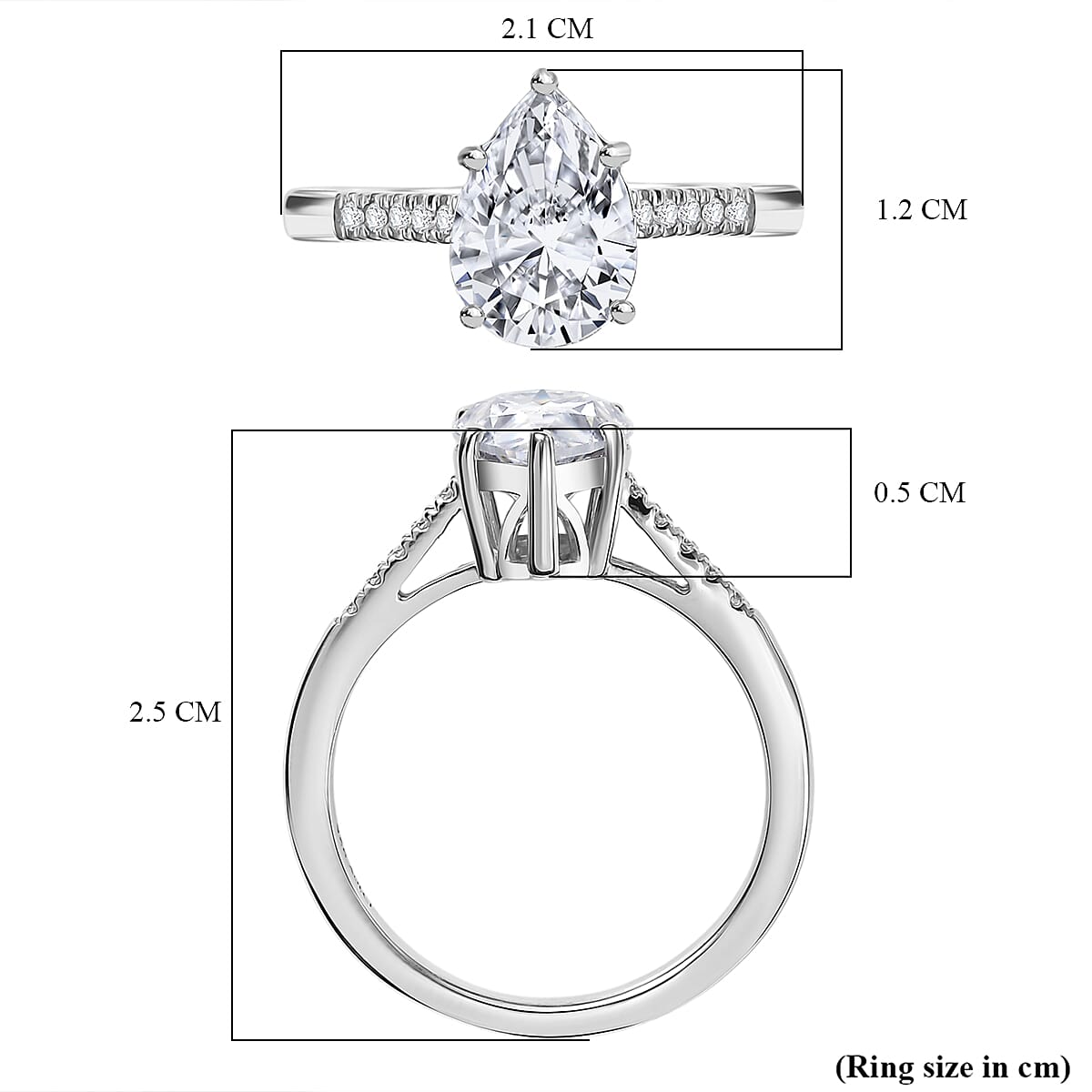 D'joy 1.9 Ct. Moissanite Solitaire Ring in Rhodium Sterling Silver 8253680 6