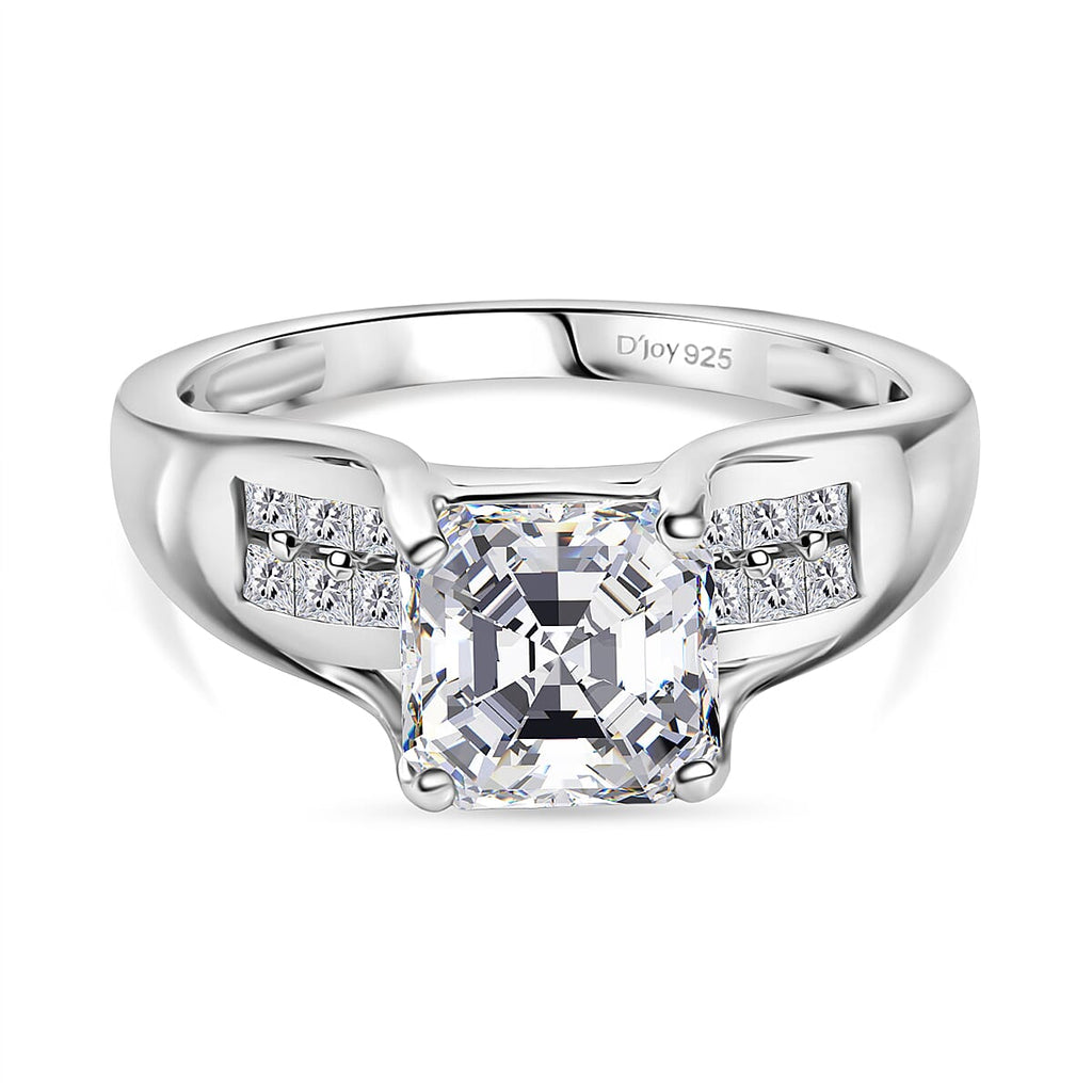 D'Joy Moissanite Ring in Rhodium Overlay Sterling Silver 2.14 Ct.