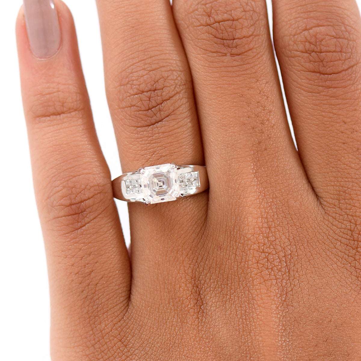 2.1 Ct. Moissanite Solitaire Ring in Rhodium Sterling Silver 8265151 3