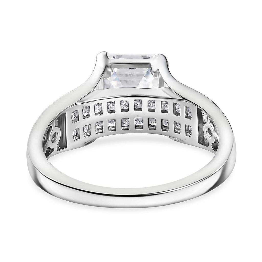 D'Joy Moissanite Ring in Rhodium Overlay Sterling Silver 2.14 Ct.