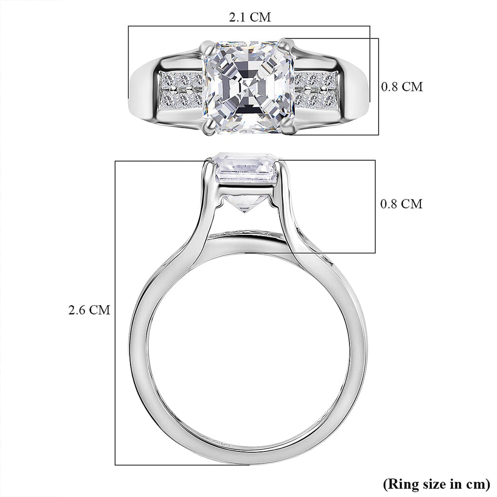 D'Joy Moissanite Ring in Rhodium Overlay Sterling Silver 2.14 Ct.