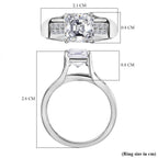 D'Joy Moissanite Ring in Rhodium Overlay Sterling Silver 2.14 Ct.