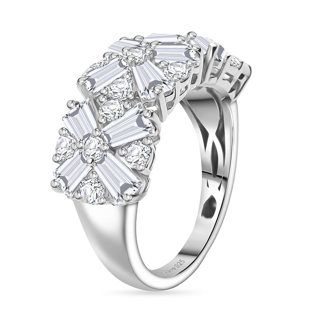 D'Joy Moissanite Ring in Rhodium Overlay Sterling Silver 2.85 Ct.