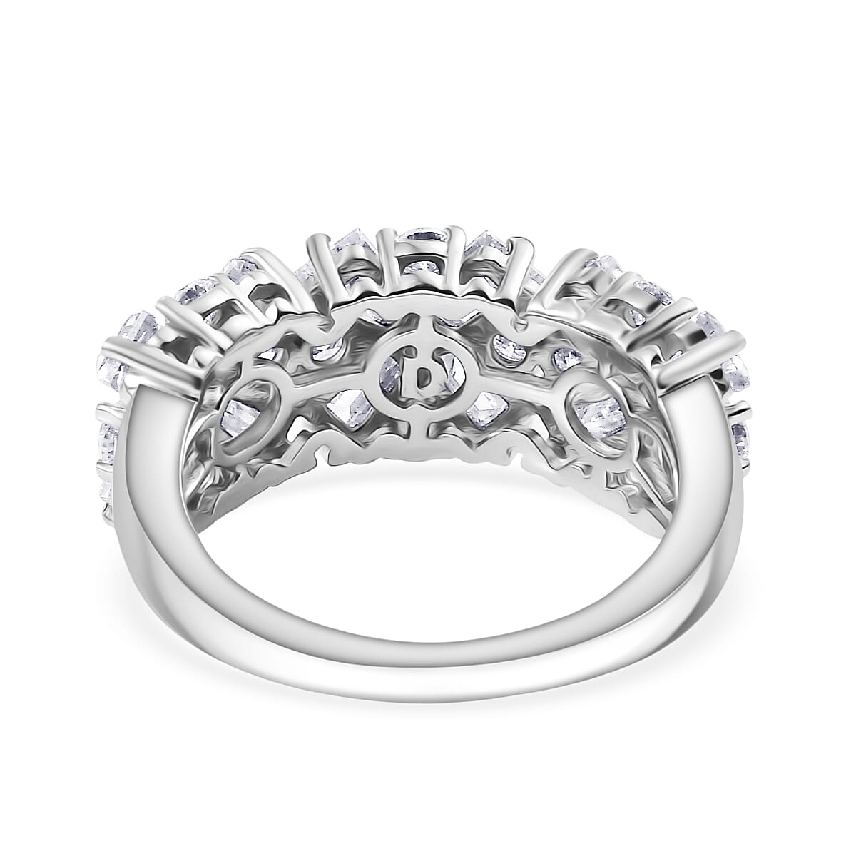 D'Joy 2.85 Ct. Moissanite Floral Cluster Ring in Rhodium Overlay Sterling Silver 8269985 5