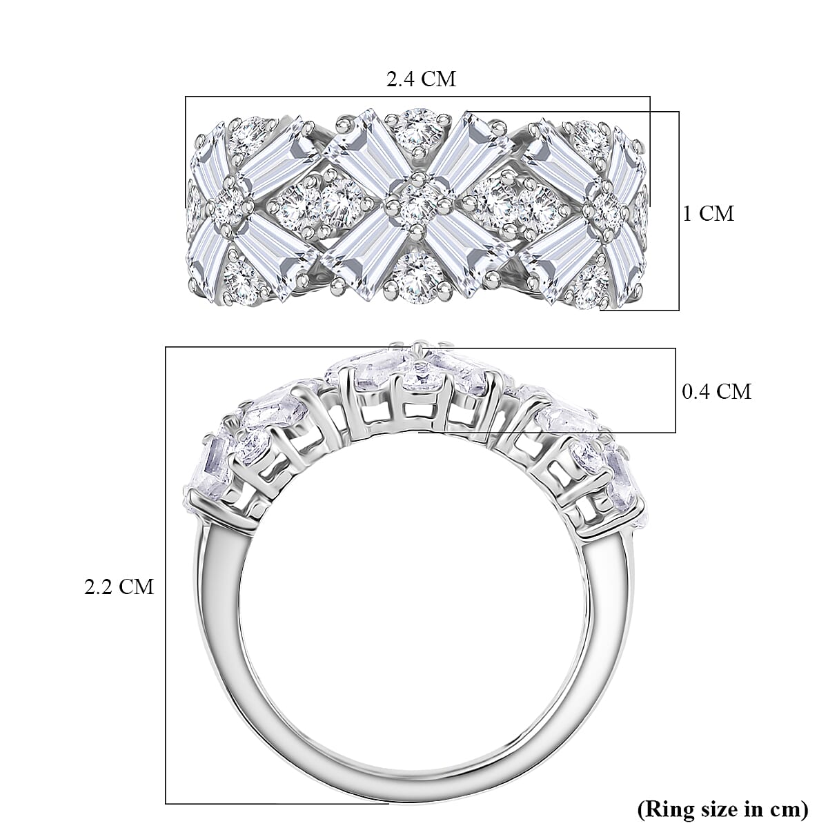 D'Joy 2.85 Ct. Moissanite Floral Cluster Ring in Rhodium Overlay Sterling Silver 8269985 6