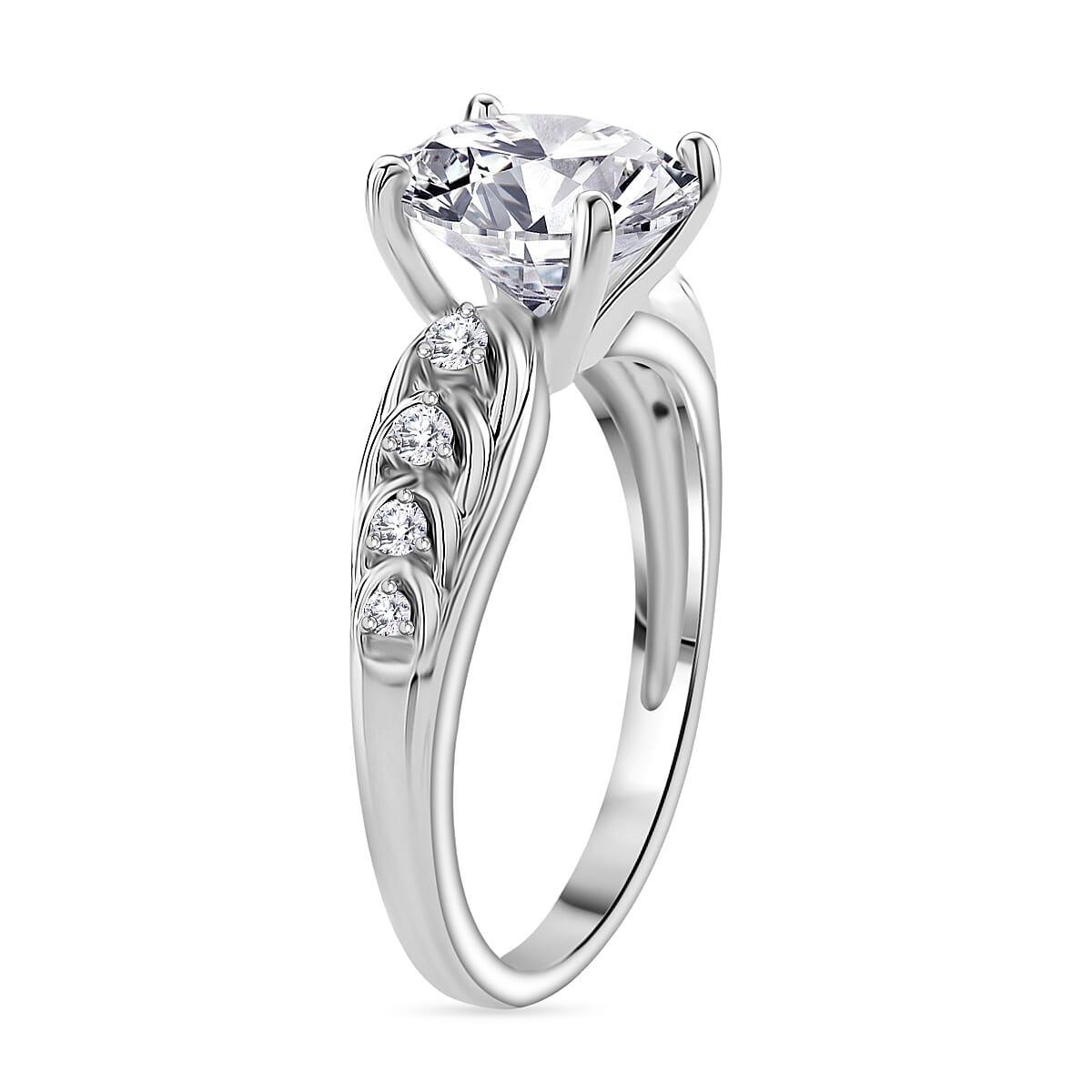 3.9 Ct. Moissanite Solitaire Ring in Rhodium Sterling Silver 8280108 4