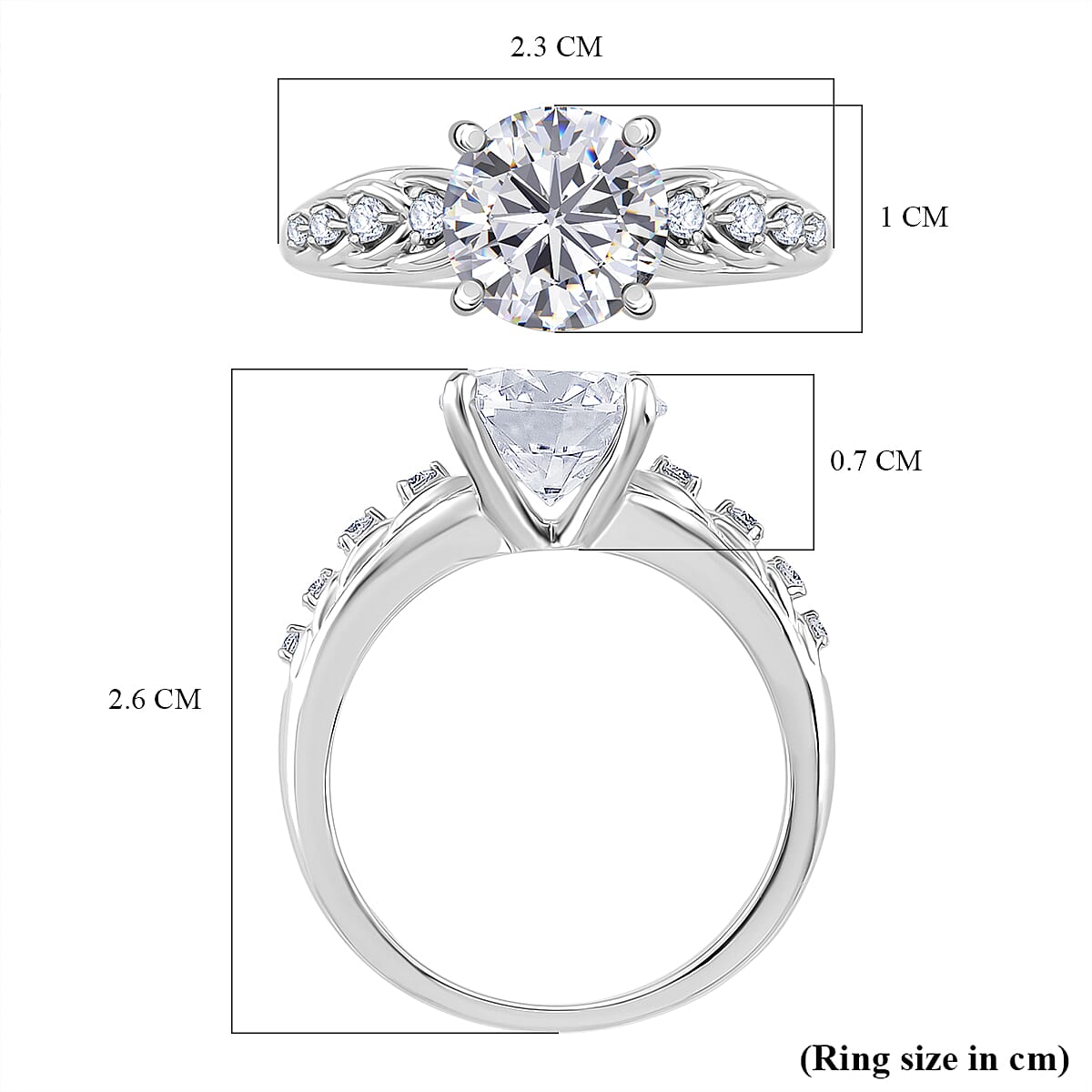 3.9 Ct. Moissanite Solitaire Ring in Rhodium Sterling Silver 8280108 6