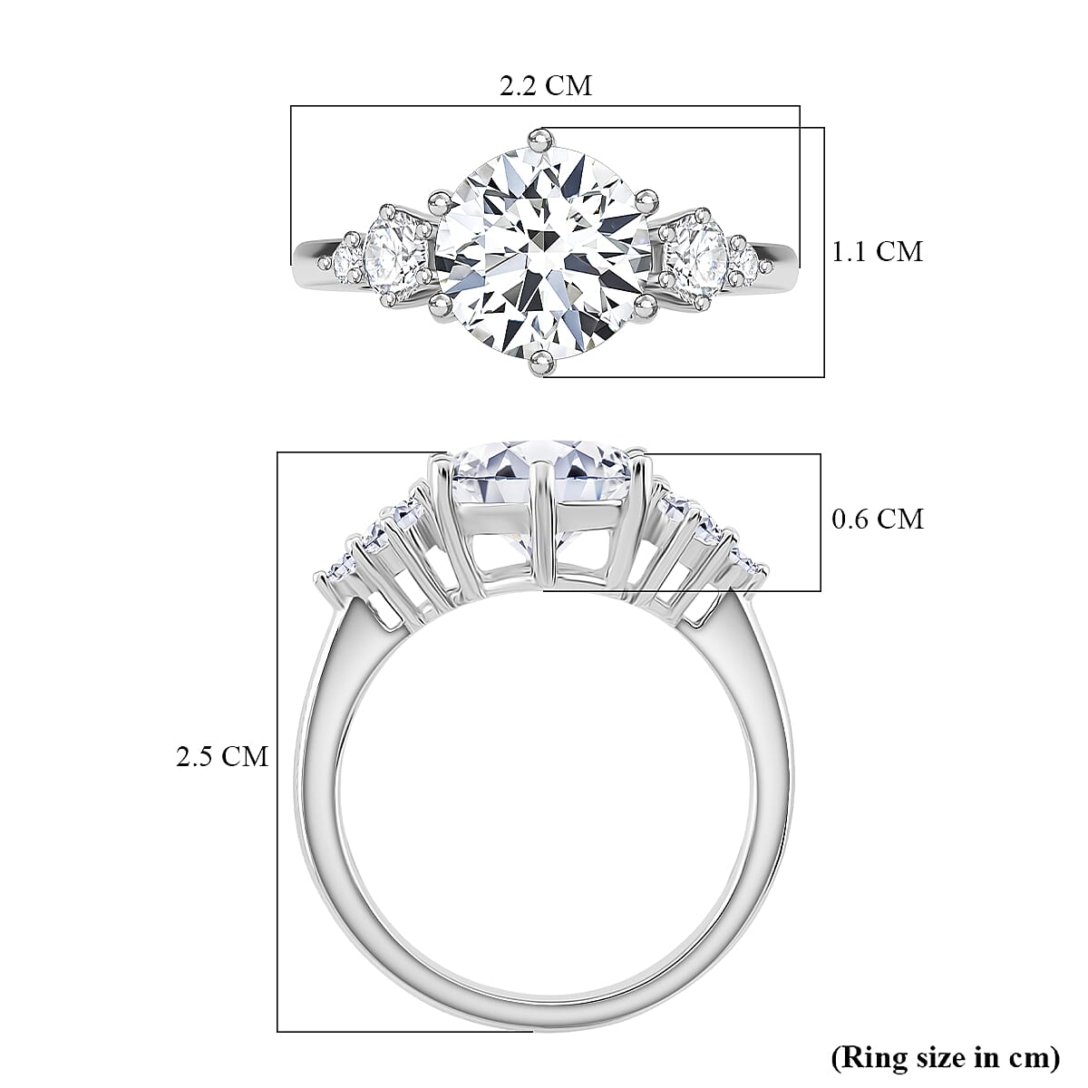 4.3 Ct. Moissanite Solitaire Ring in Rhodium Sterling Silver 8280131 6