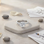 D'Joy Moissanite Ring in Rhodium Overlay Sterling Silver 3.94 Ct.